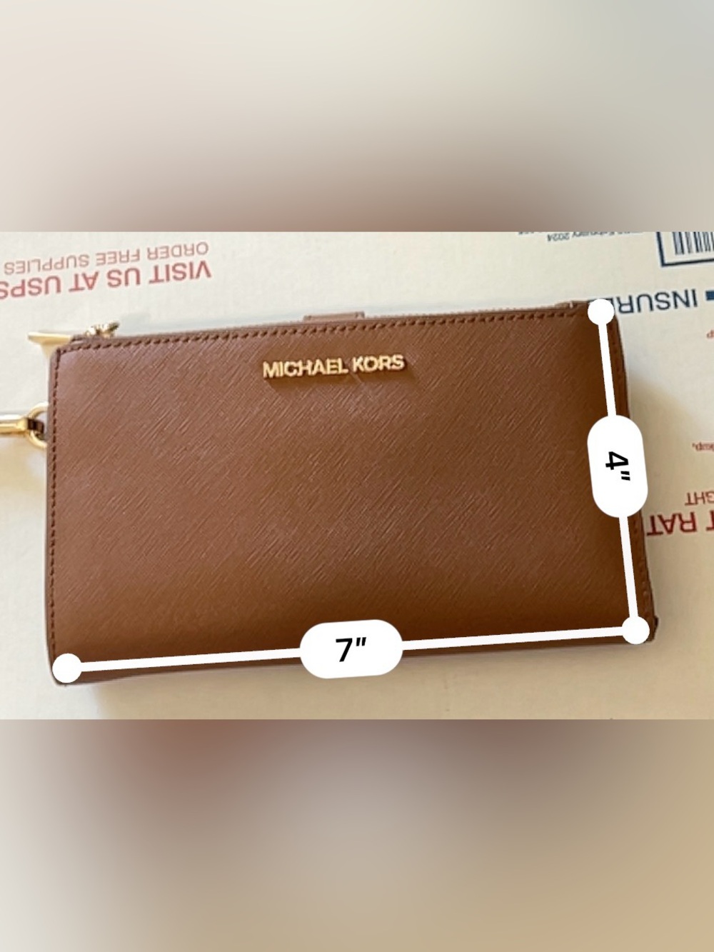 Michael Kors Jet Set Travel Brown Large Double Zip Wristlet Wallet Leather - Picture 14 of 14